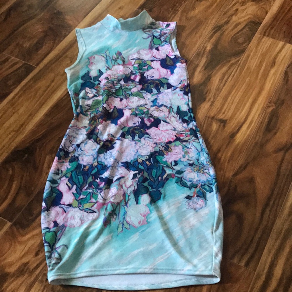 Blackmilk Vangogh Roses High Neck Bodycon